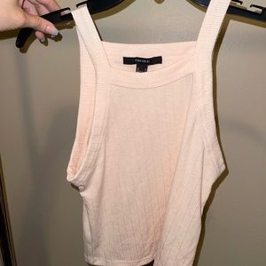 Light pink high neck ribbed tank